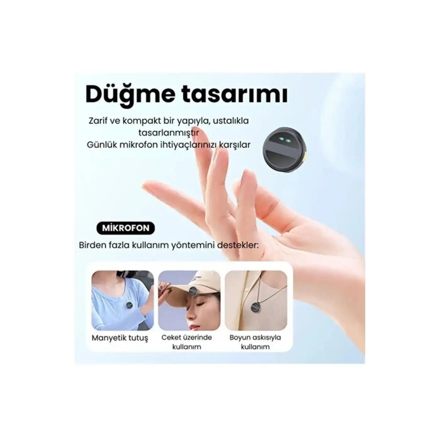 2 Adet Profesyonel Kablosuz Yaka Mikrofonu Lighting Uyumlu Manyetik Klipsli