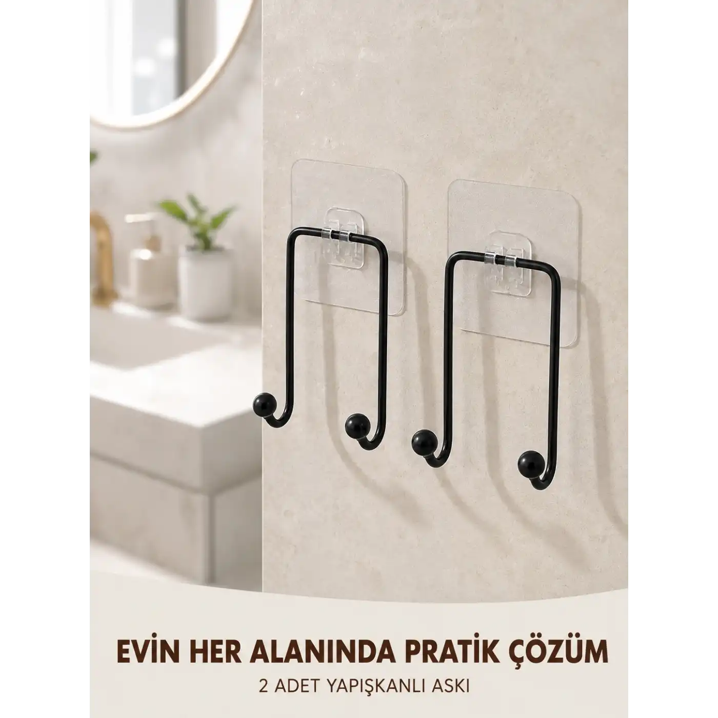 2li Yapışkanlı Duvar Askısı Mutfak Banyo ve Ev İçin Askılık