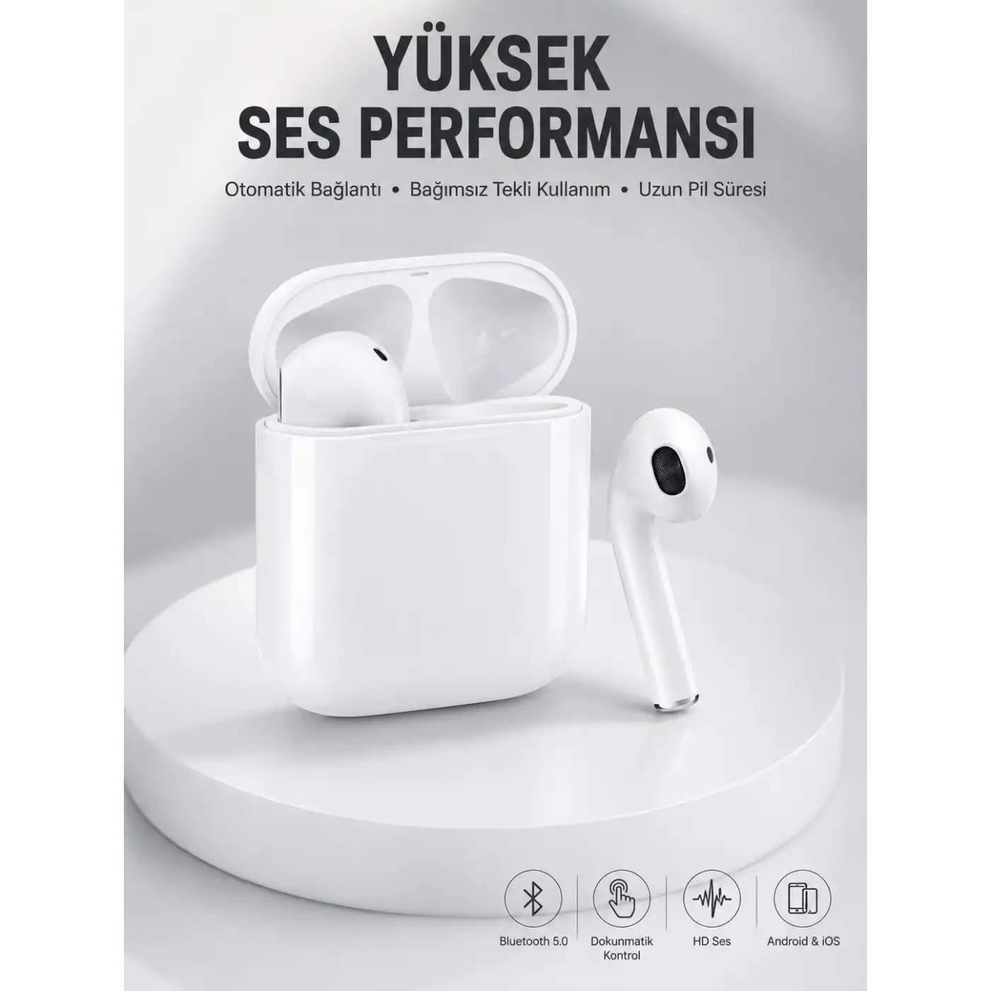 2. Nesil Bluetooth Android ve İOS Uyumlu Kablosuz Kulaklık Çağrı Cevaplama