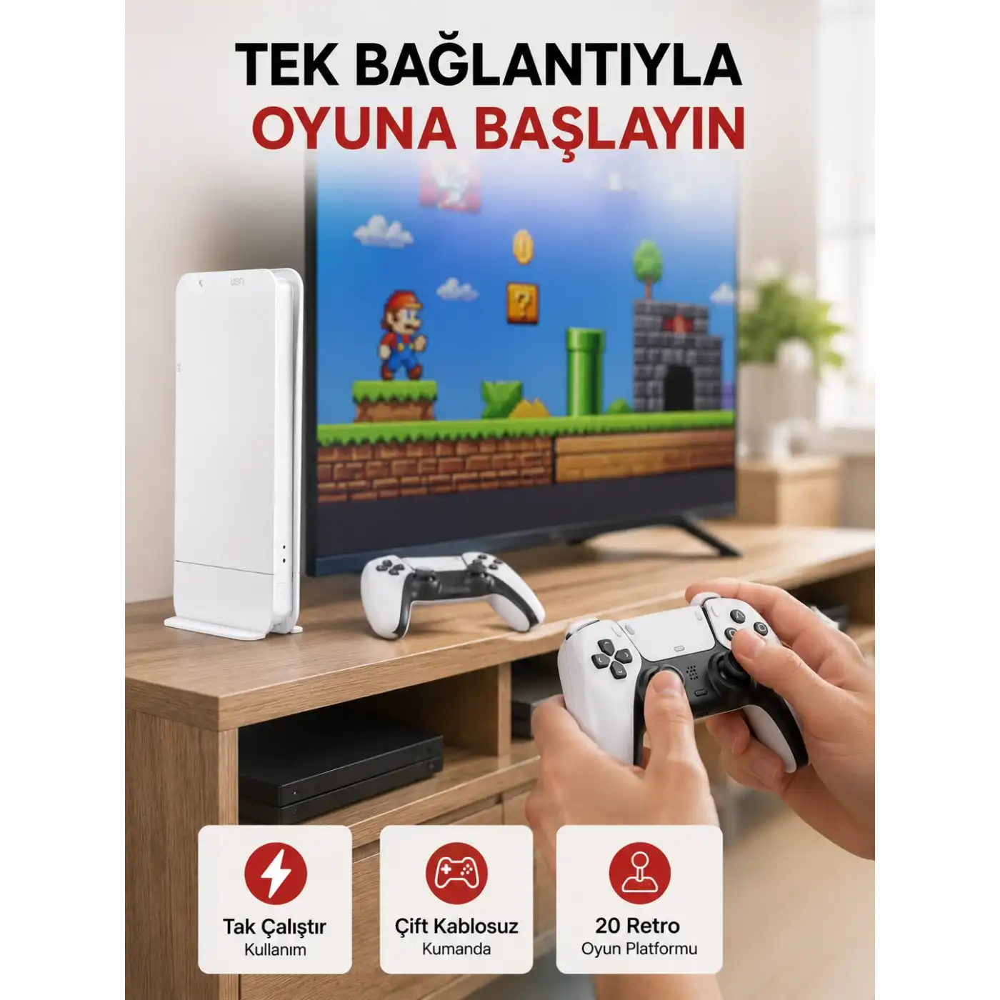 20.000 Klasik Oyun Dahili Kablosuz Kontrollü Oyun Kutusu