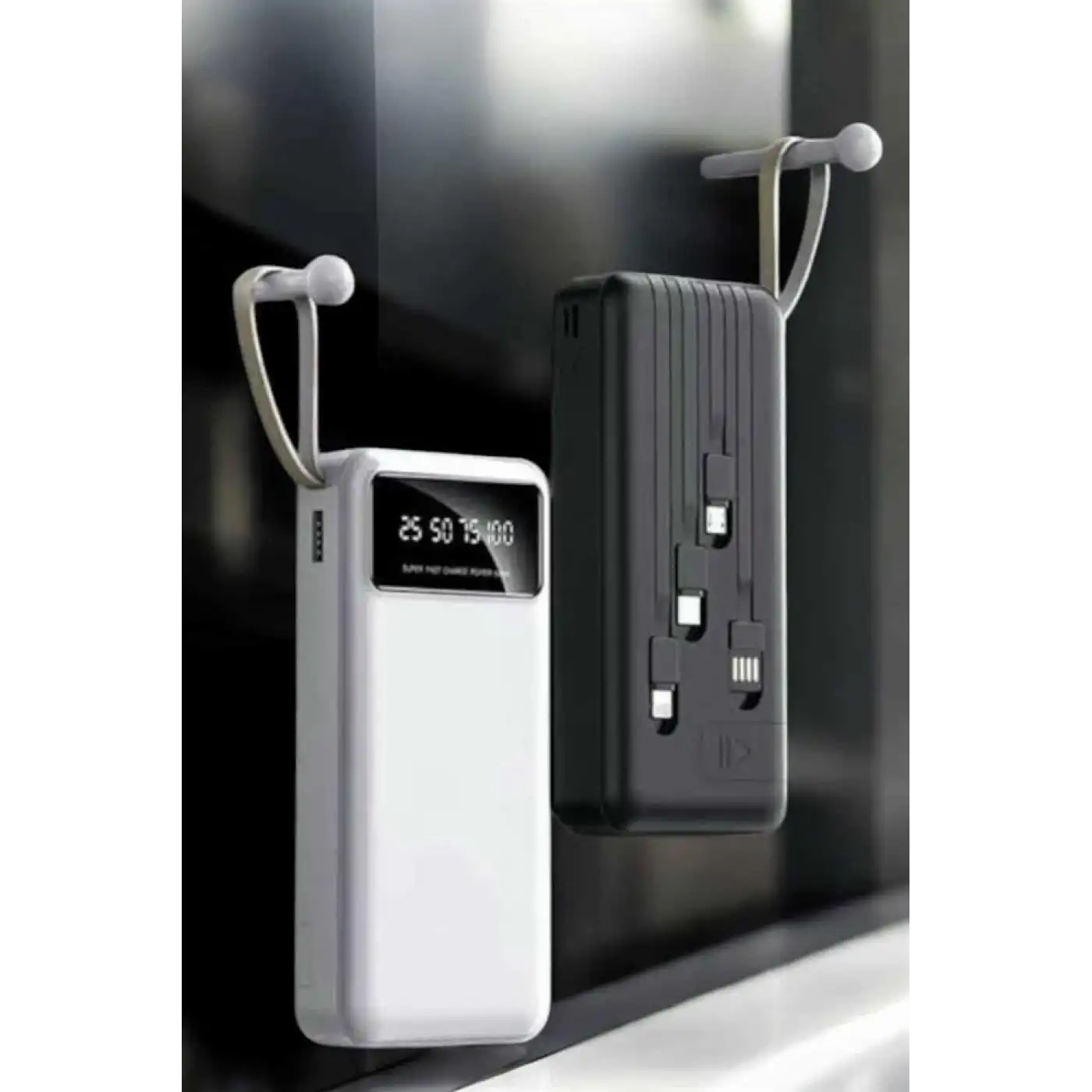 20.000 Mah Led Işıklı LCD Ekran USB Girişli Type-C Lightning Powerbank Yeni Nesil