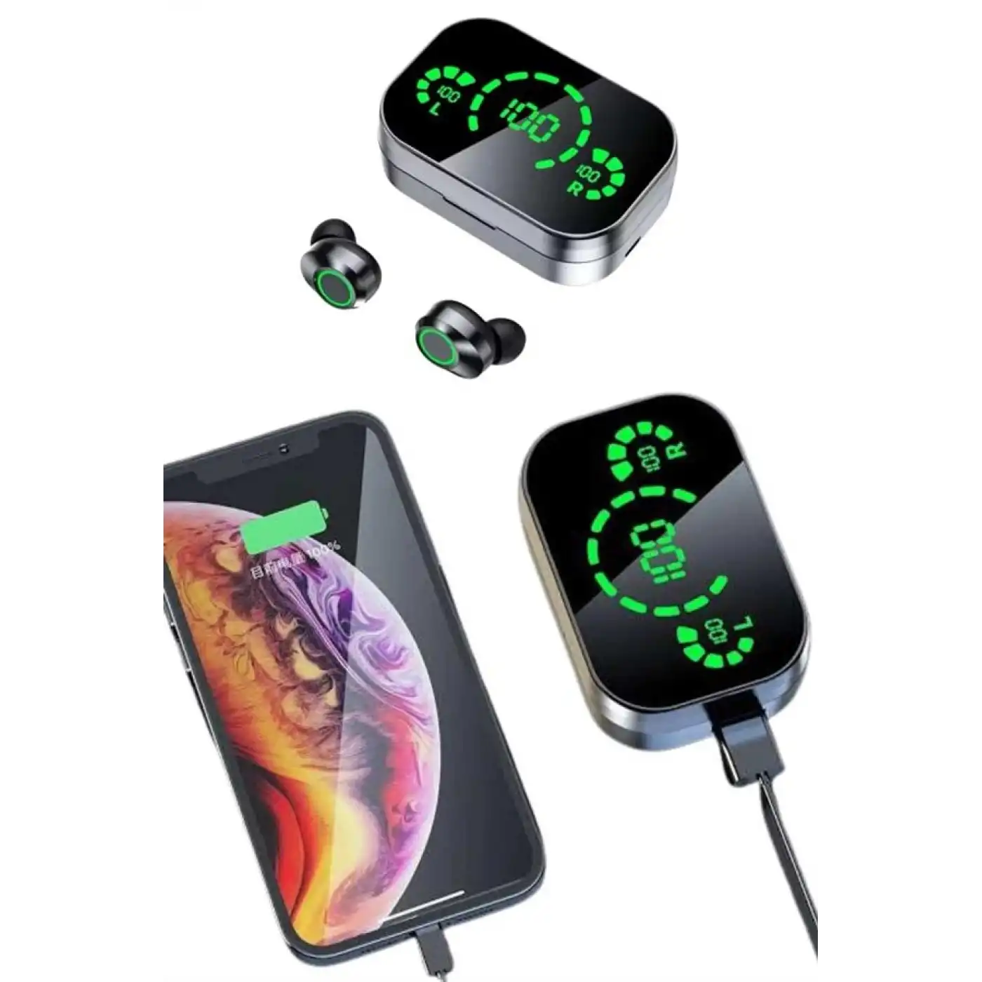 2025 Model Bluetooth Kulaklık Telefon Şarj Edebilen Çağrı Cevaplama Dijital Göstergeli