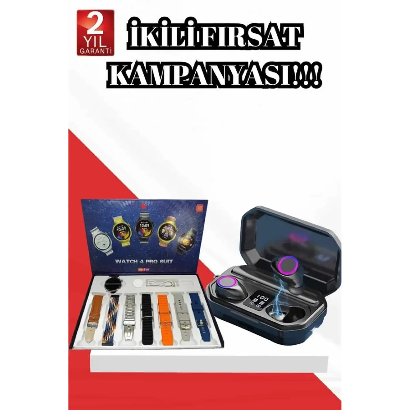 2025 Model Çok Kordonlu Akıllı Saat ve Bluetooth Kulaklık El Fenerli