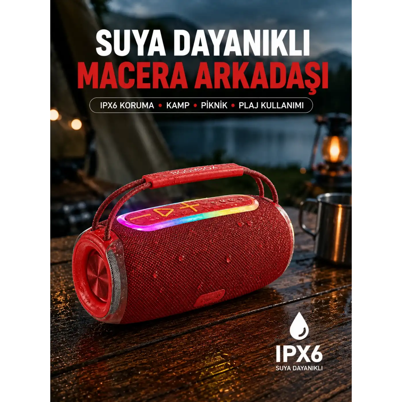 20W Kablosuz Bluetooth Hoparlör RGB Işık Efektli USB/SD/AUX Destekli