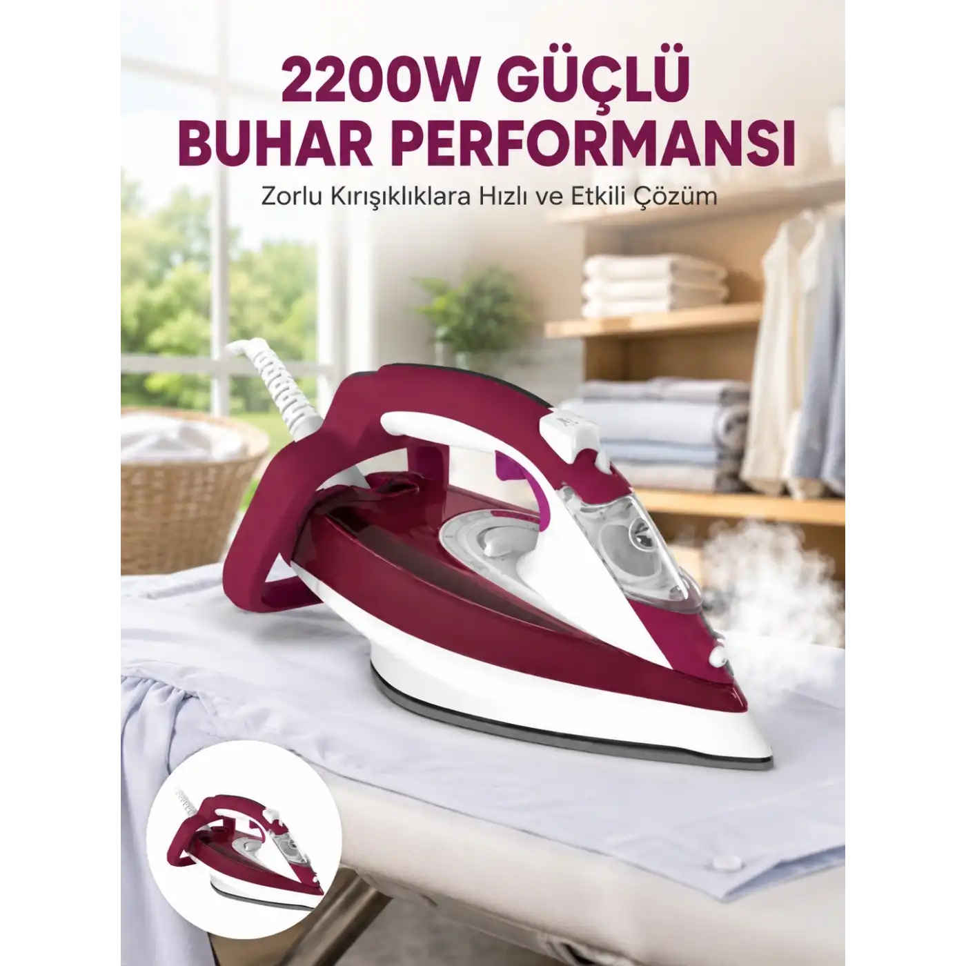 2200W Seramik Kaplama Es Tasarımı 360 Derece Dönebilir Kablosu