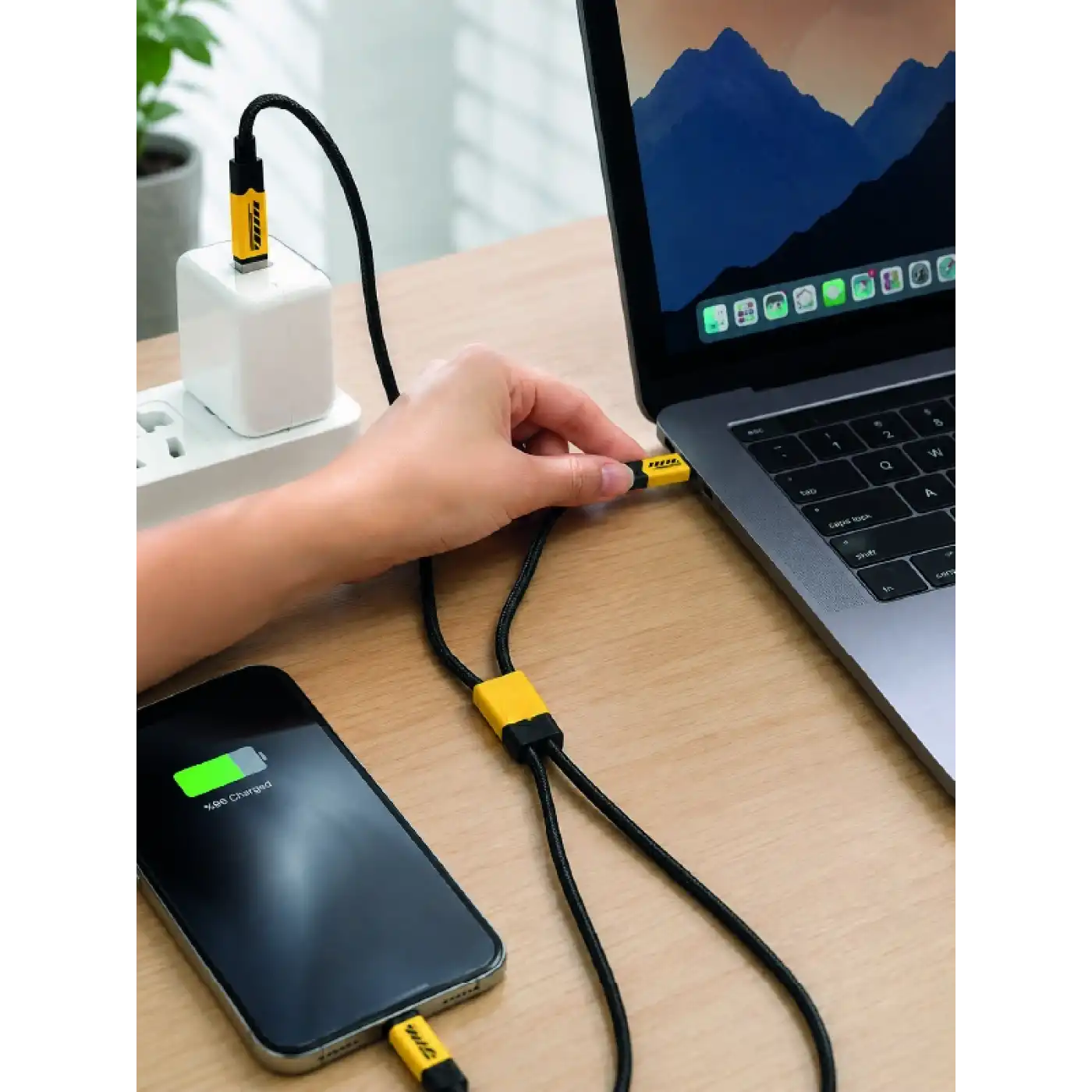 240W Çoklu Şarj Kablosu Type-C Lightning Micro USB Örgü Kablo