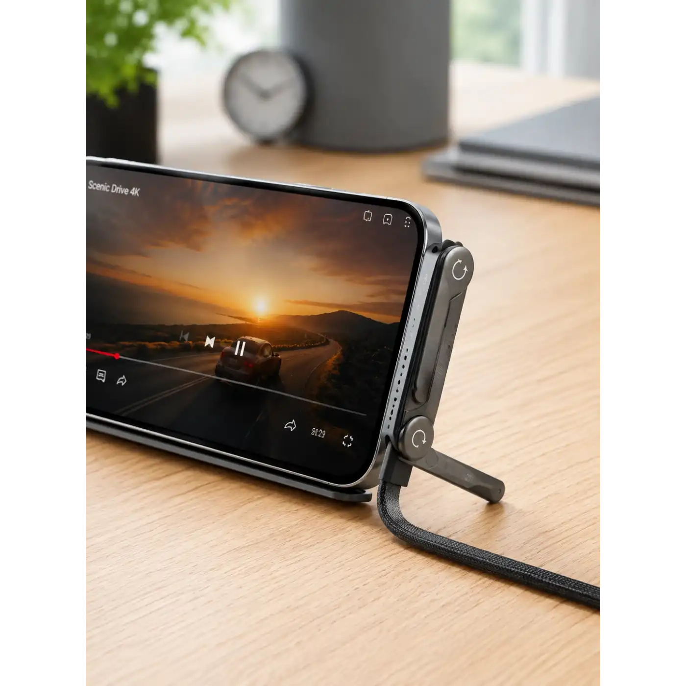 240W Type-C to Type-C Telefon Stand Özellikli Şarj Kablosu