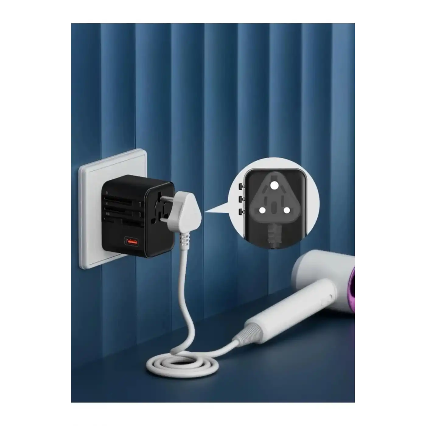 25w Evrensel Seyahat Adaptörü, Eu/us/uk/au Priz Dönüştürücü, 1x Usb, 2x Type-c Hızlı Şarj