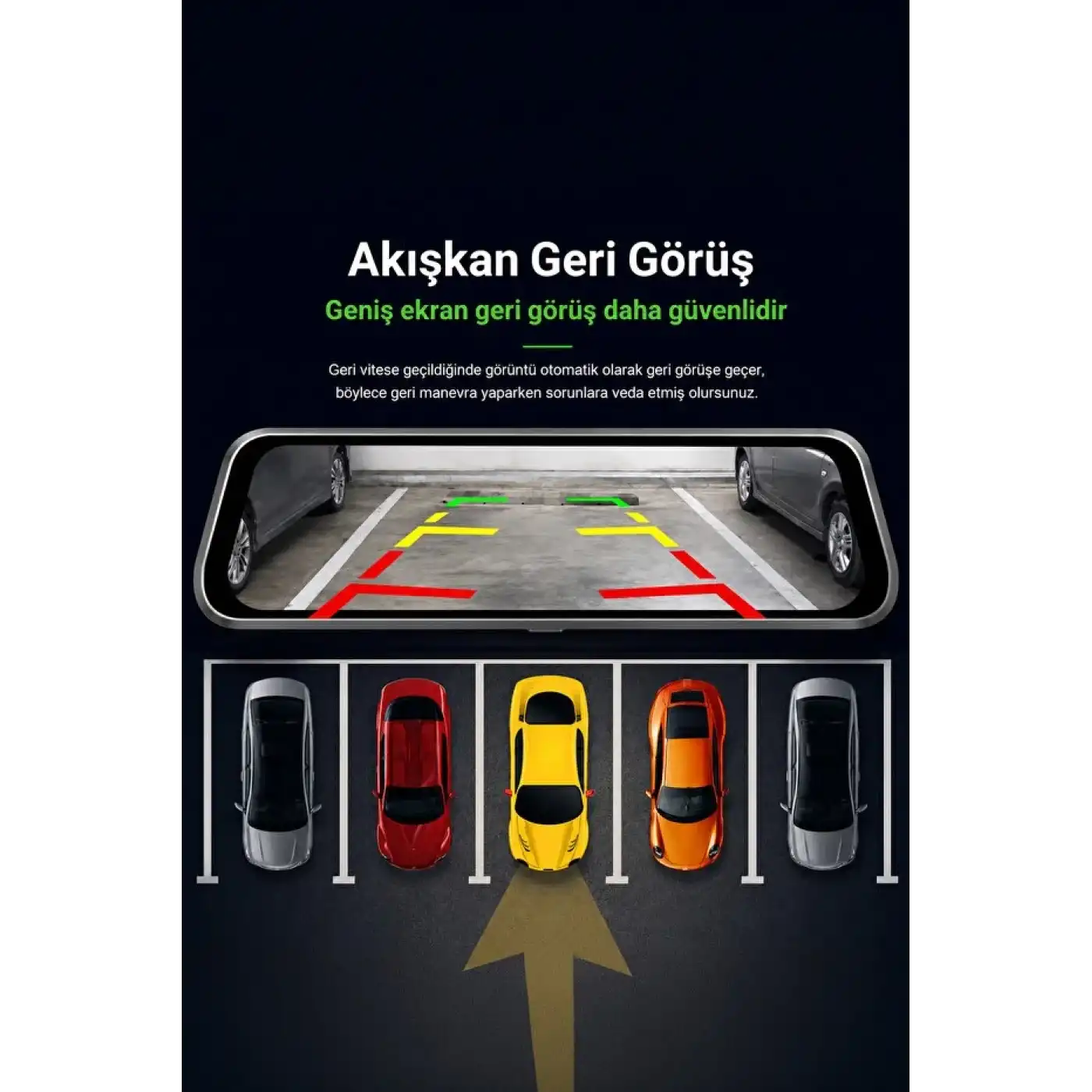 2k Ekran Tam Dokunmatik 9.66” Dikiz Ayna Araç Içi Kamera (1080p Arka)