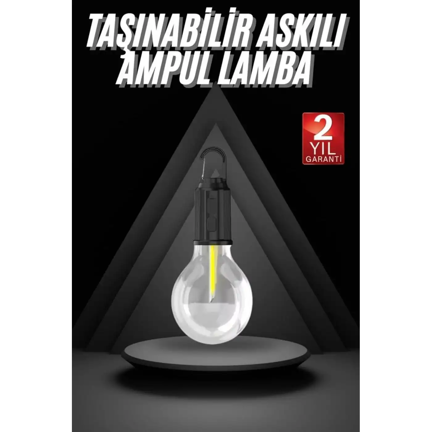 3 Farklı Mod LEDli Şarjlı Asma Kancalı Kamp Lambası Taşınabilir Ampul