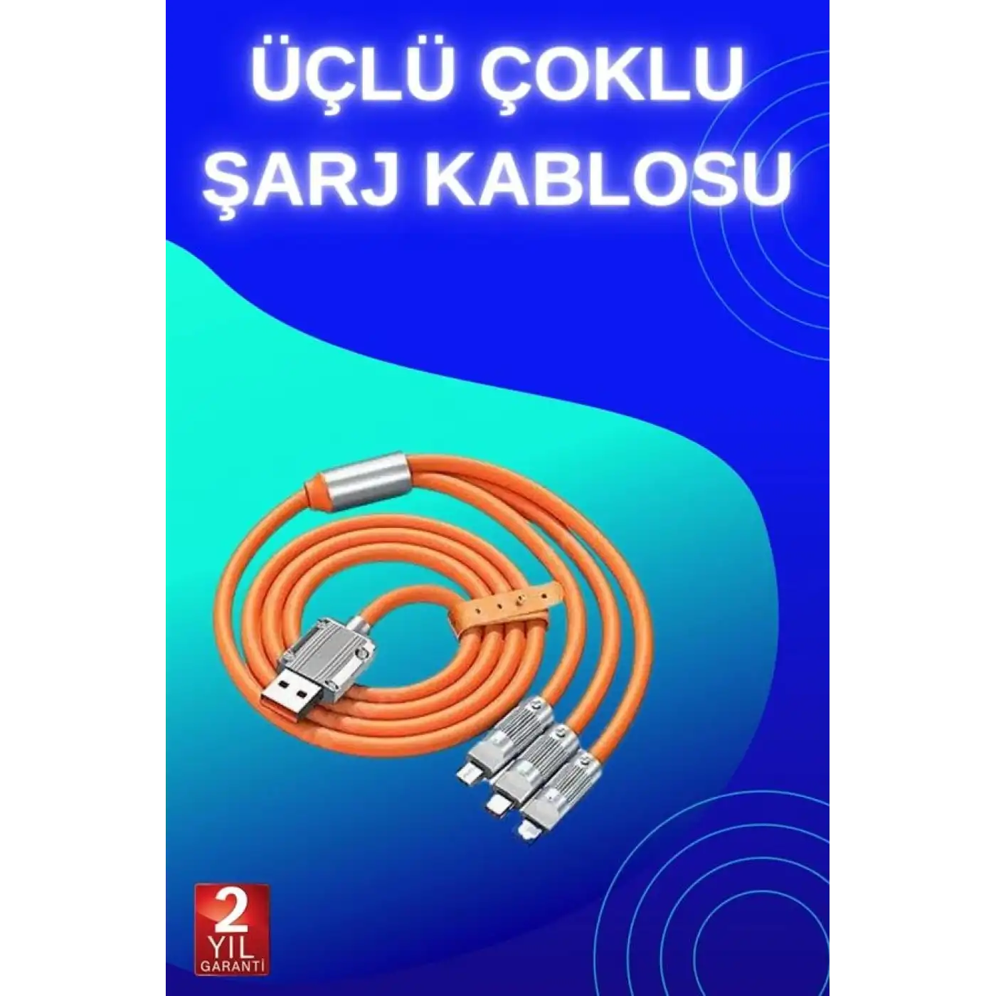 3 İn 1 Süper Hızlı Şarj Kablosu Android ve İOS Uyumlu Silikon Şarj Kablosu