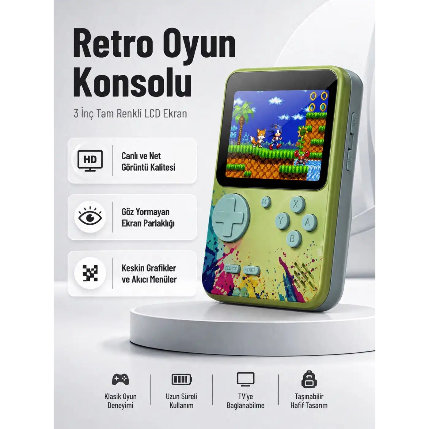 3 İnç Renkli Ekranlı Taşınabilir El Konsolu – G5 Modeli