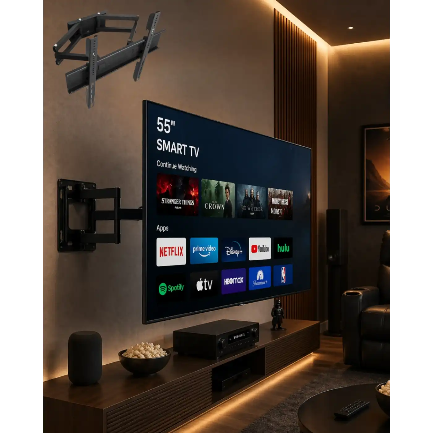32 55 İnç Televizyon Askı Atı Duvara Monte Hareketli TV Tutucu