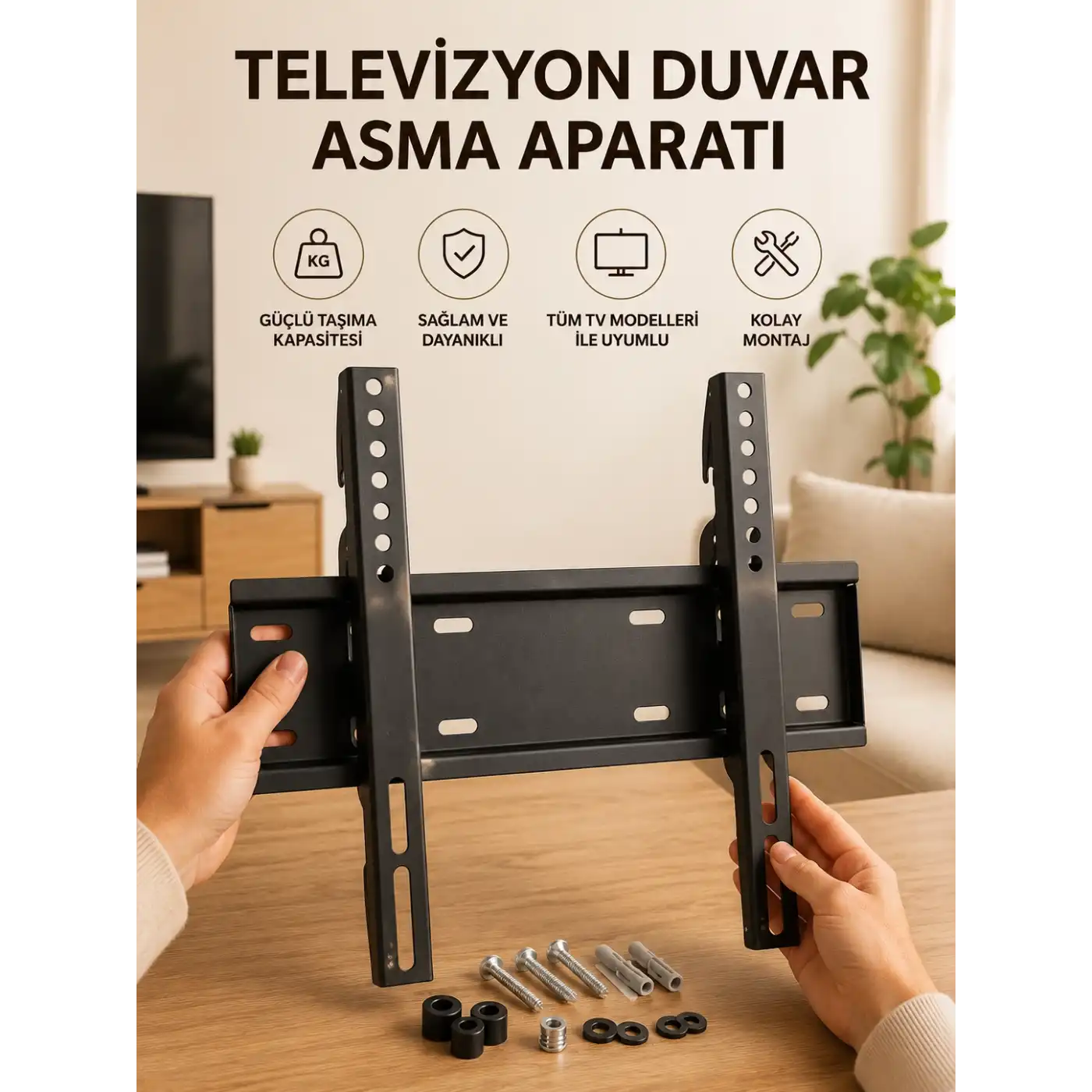 32-55 İnç Uyumlu 40 Kg Taşıma Kapatiseli Televizyon Duvar Asma Aparatı