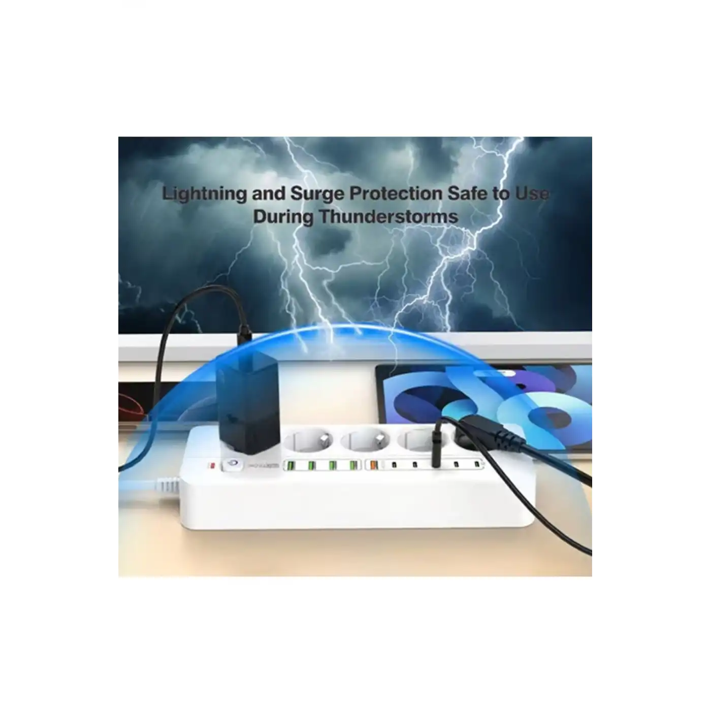 3500w Akım Korumalı 5’li Grup Priz: 5x Usb + 5x Type-c Çıkışlı (2 Metre)