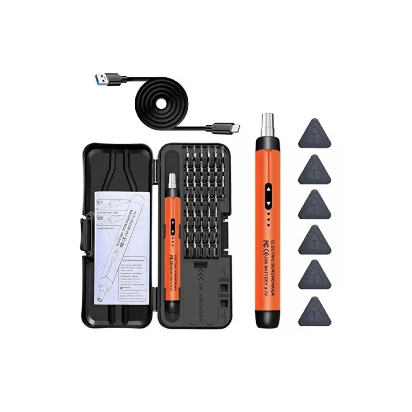 3.7v Şarjlı Mini Elektrikli Tornavida Seti 500mah Type-c Manyetik Hassas Uçlu Vida Seti 38 Parça