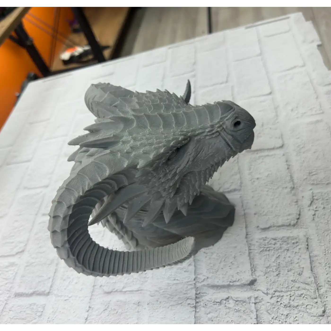 3D Ejderha Başı Heykeli Koleksiyonluk Dekoratif Figür 22x17 cm