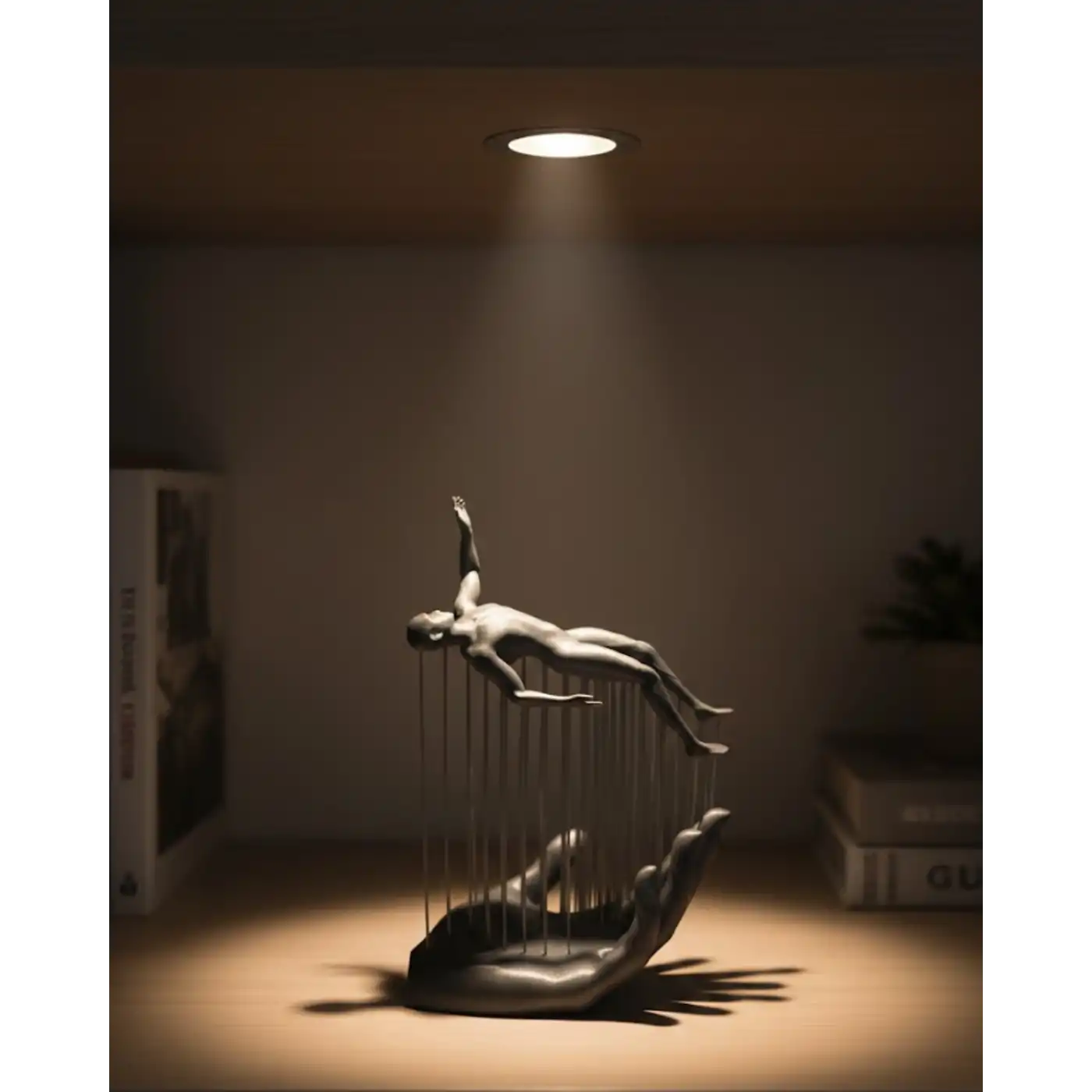 3D El Üzerinde İnsan Figürü Gri Minimal Masa Üstü Dekor