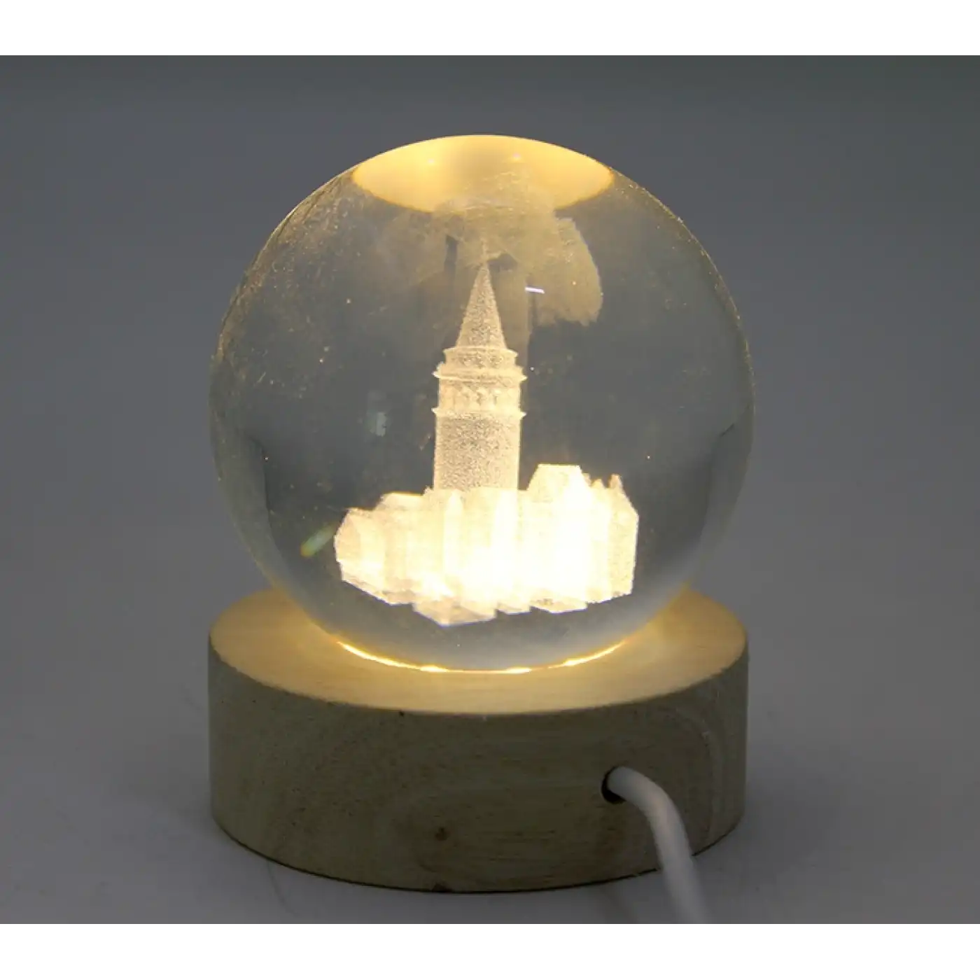 3D Galata Tasarımlı Işıklı Kristal Cam Küre