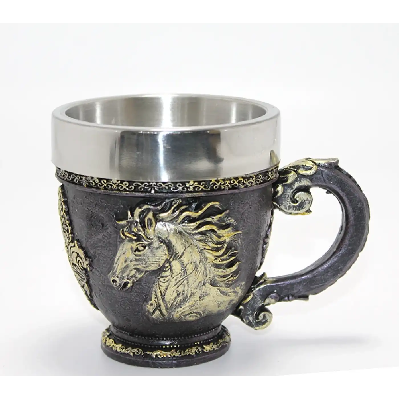 3D Kabartmalı At Büstü Paslanmaz Çelik Kupa Bardak