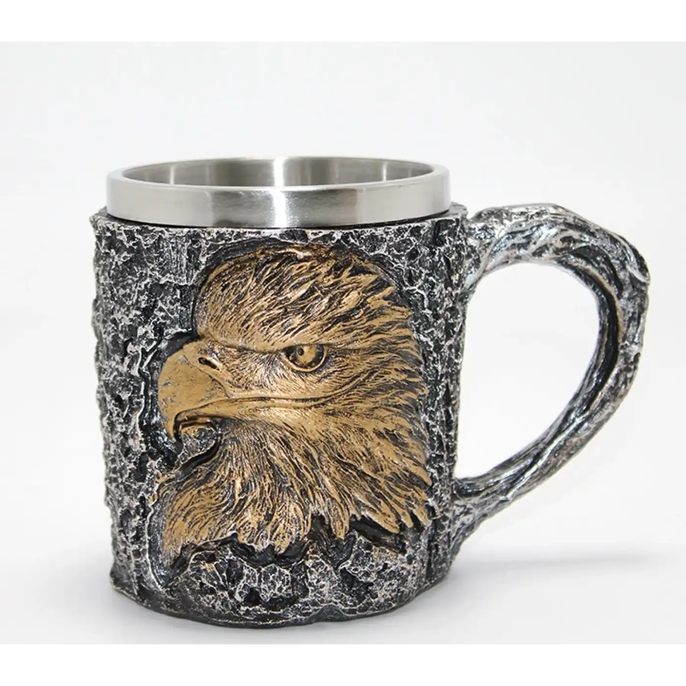 3D Kabartmalı Kartal Büstü Paslanmaz Çelik Kupa Bardak
