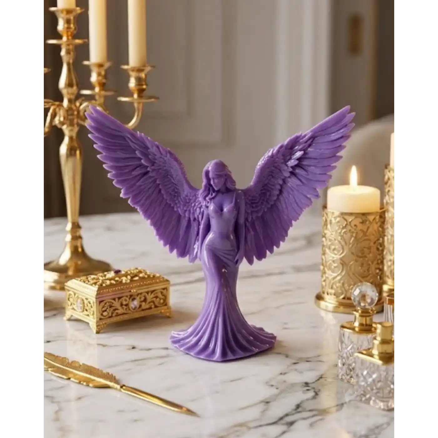 3D Lila Melek İnsan Biblo Es Dekoratif Obje