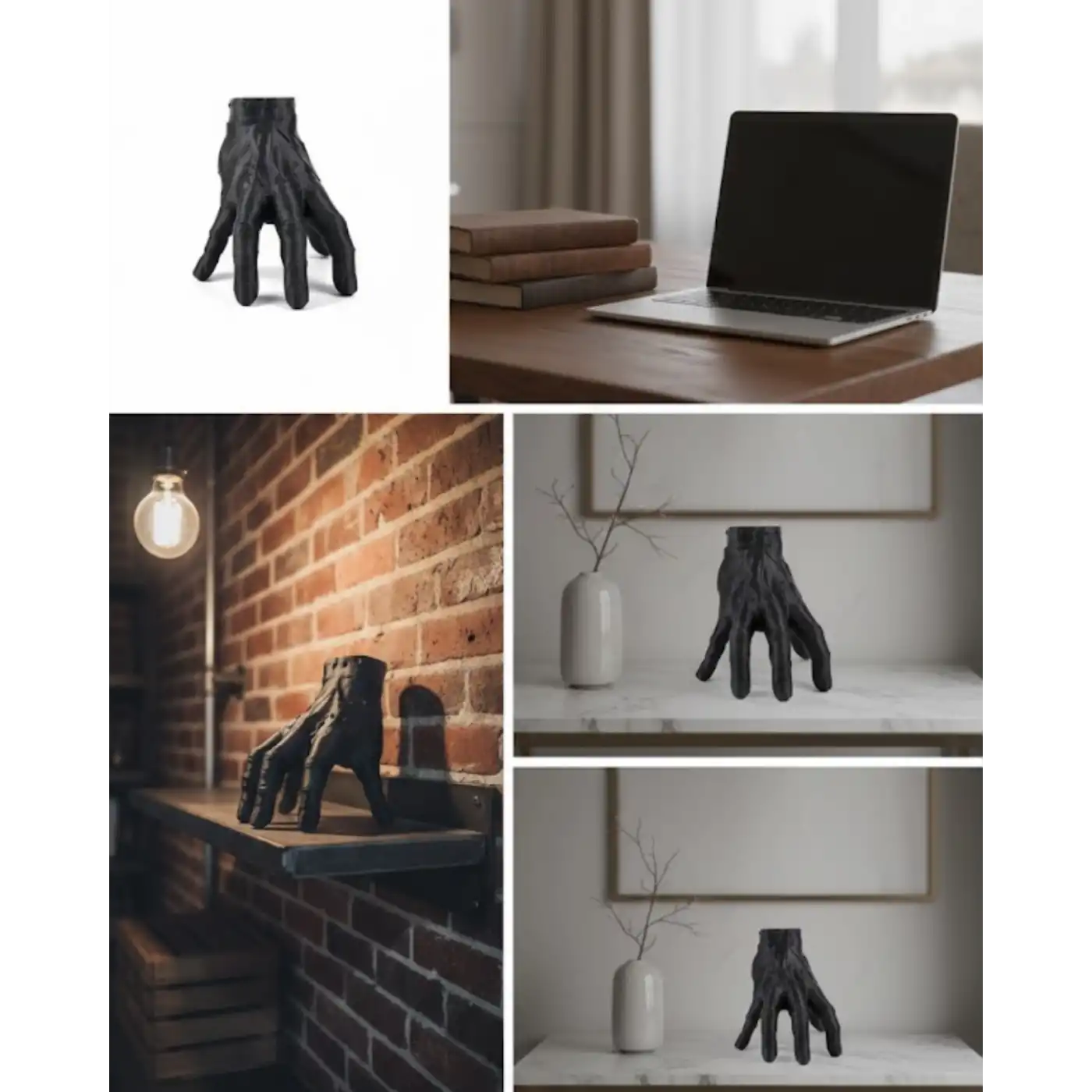 3D Modern Siyah El Biblo 17x16 cm Ev ve Ofis Dekorasyonu