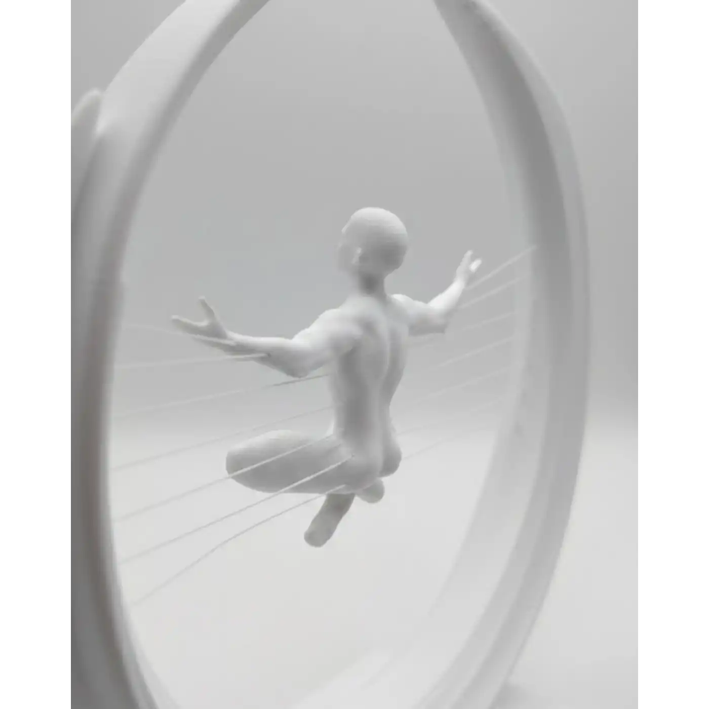 3D Zen Heykeli Ay Formlu Meditasyon Yapan İnsan Figürü Dekor