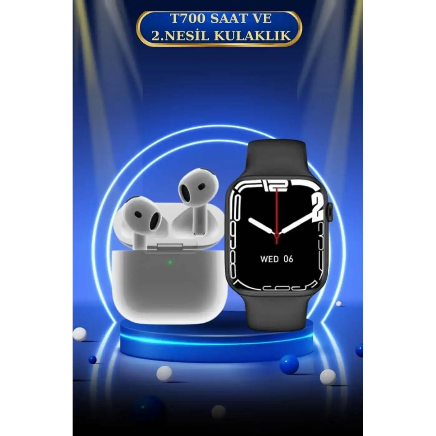 3.Nesil TWS Bluetooth Kulaklık ve Dokunmatik Ekran Akıllı Saat Sesli Görüşme