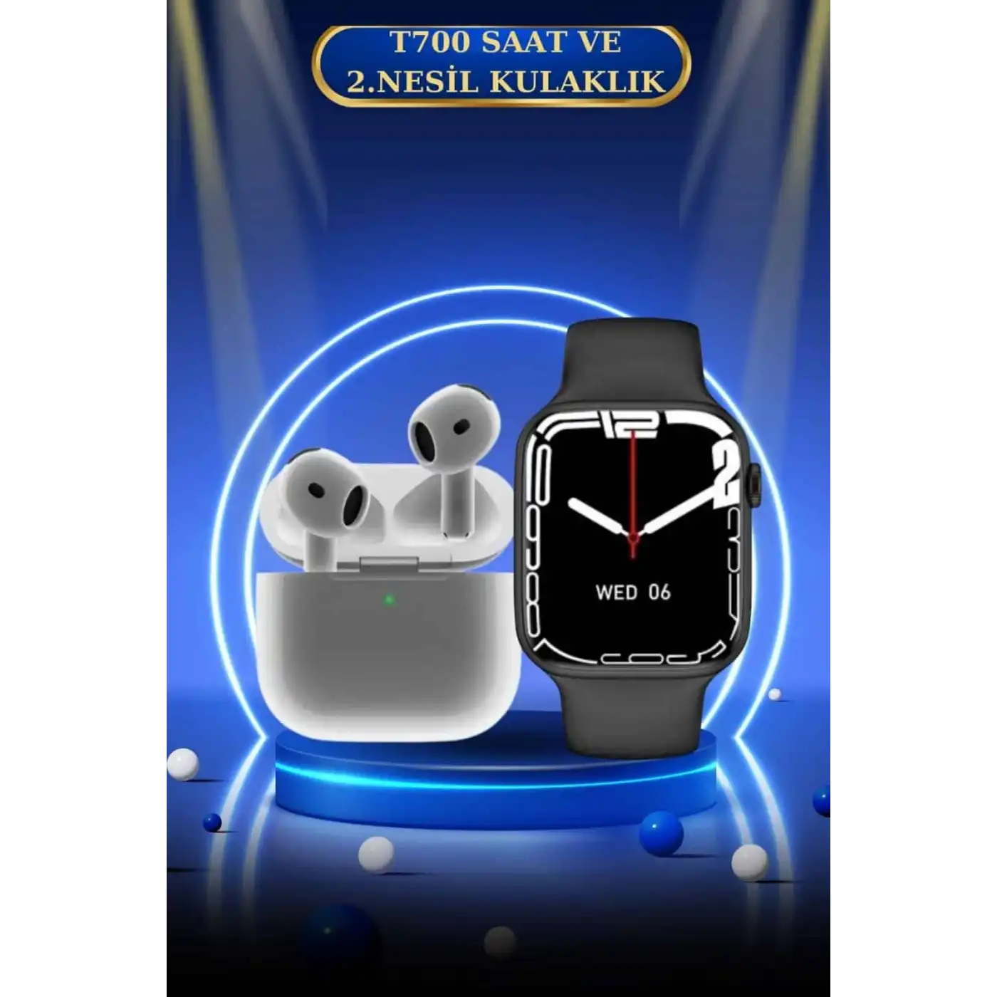 3.Nesil TWS Bluetooth Kulaklık ve Dokunmatik Ekran Akıllı Saat Sesli Görüşme