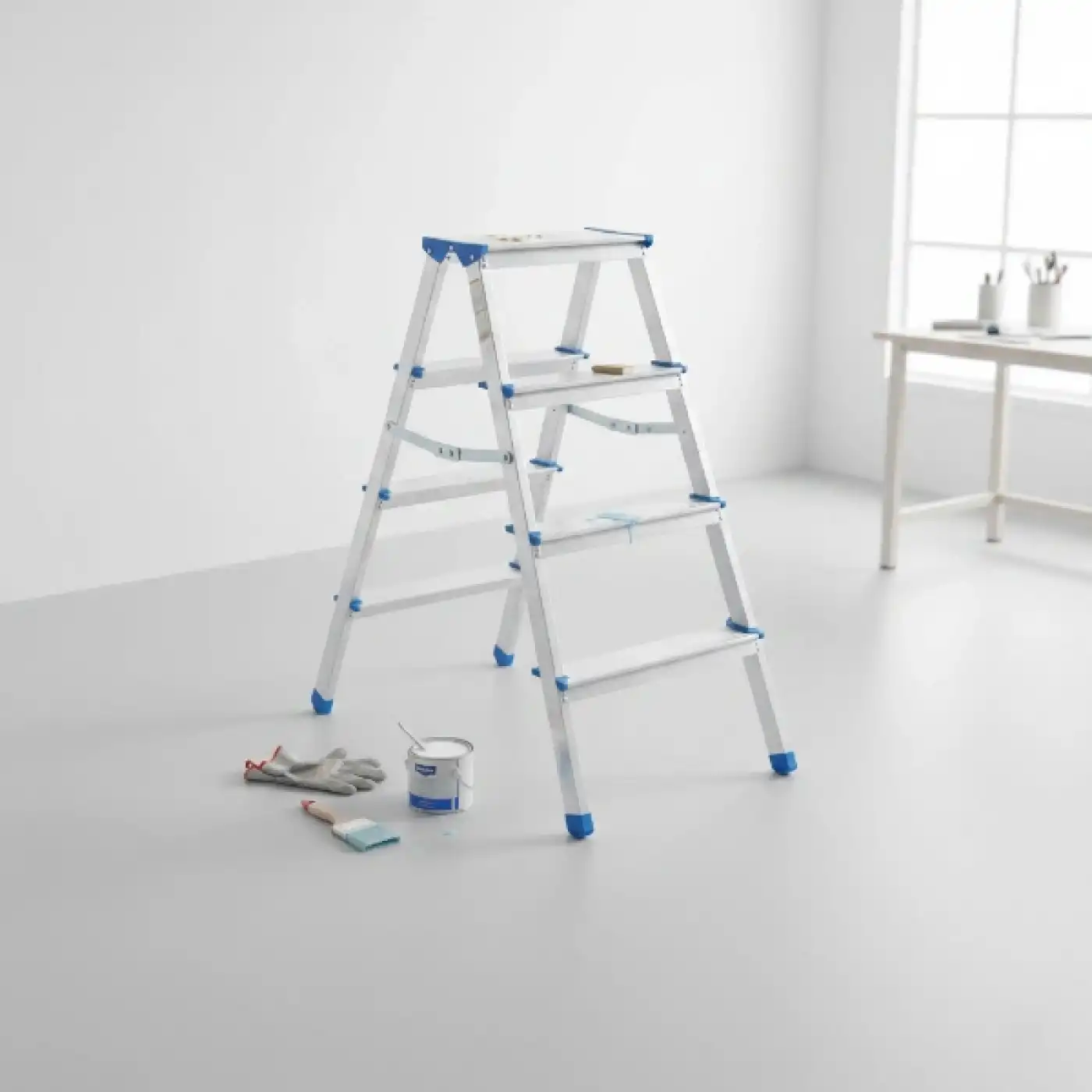 4+4 Çift Basamaklı Alüminyum Metal Merdiven