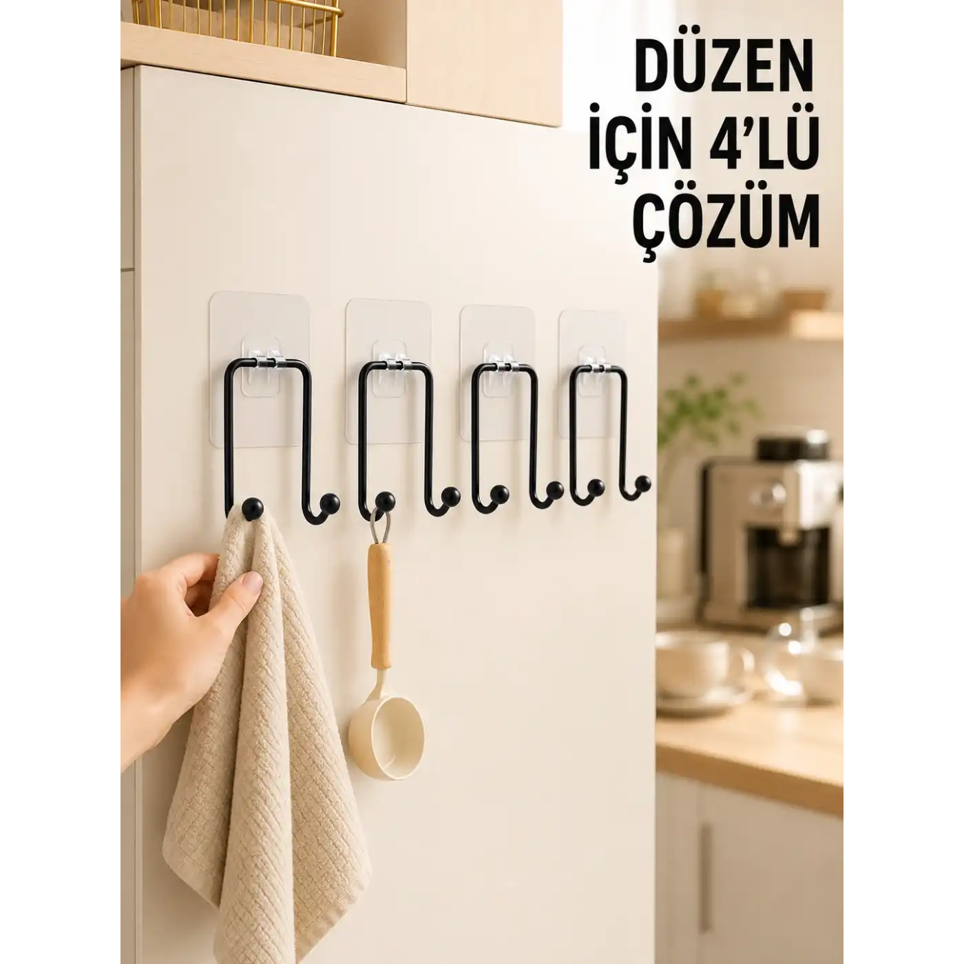 4 Adet Yapışkanlı Askı Çok Amaçlı Mutfak Banyo Düzenleyici Askılık