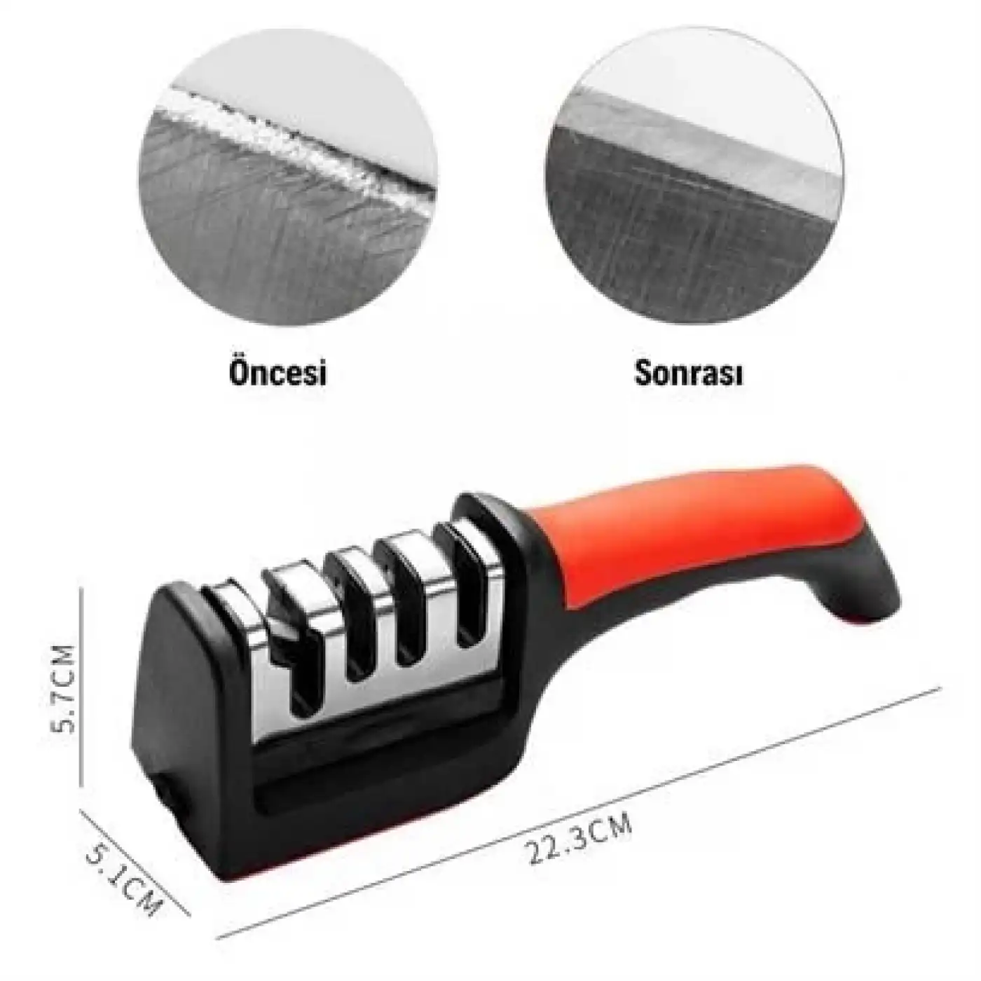 4 Aşamalı Kaymaz Tabanlı Hızlı Bıçak ve Makas Bileme Aracı - Keskin ve Pratik Kullanım