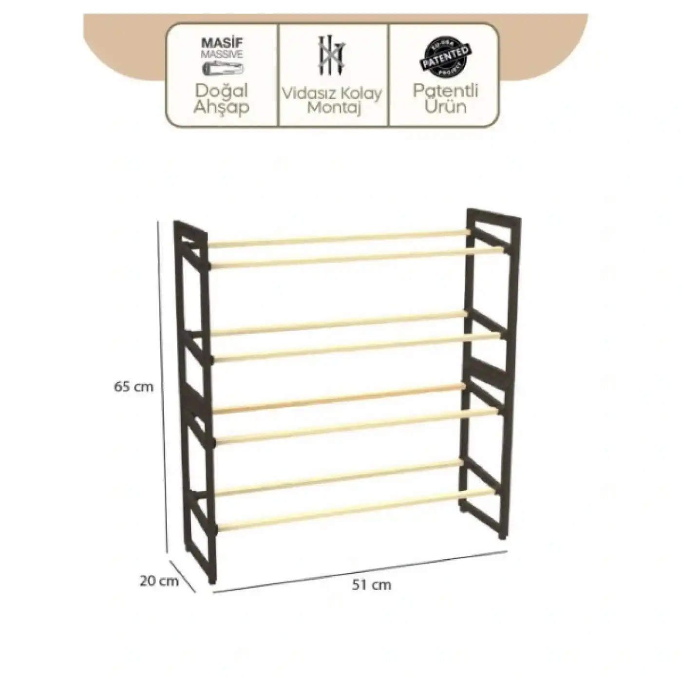 4 Katlı Ahşap Ayakkabılık