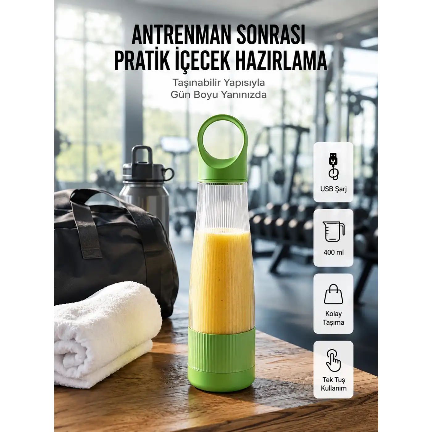 400 ml Kapasiteli Pratik Taşınabilir Meyve Blender