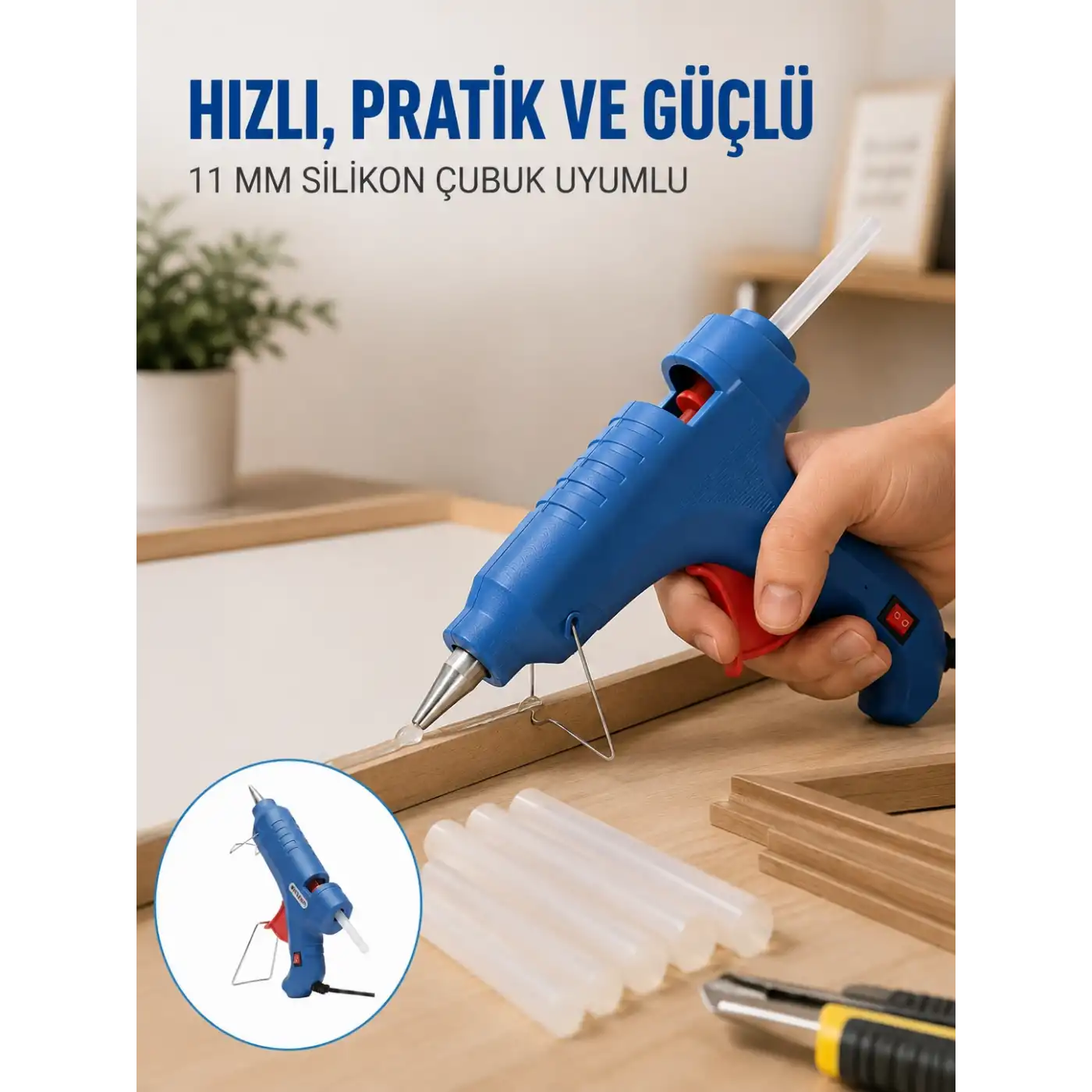 40W Sıcak Silikon Tabancası 5 Silikon Hediyeli Dayanıklı Tasarım Yeni Nesil