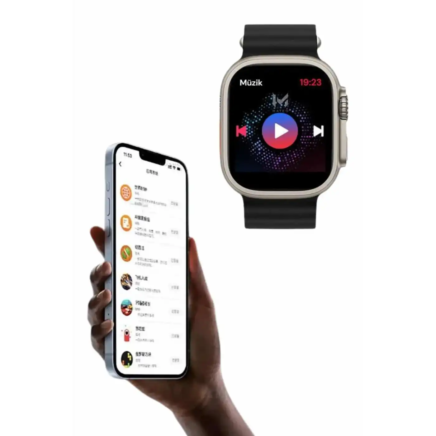 49mm Akıllı Saat Amoled Ekranlı Kadın Erkek Kol Saati Plastik Kordon Yeni Nesil