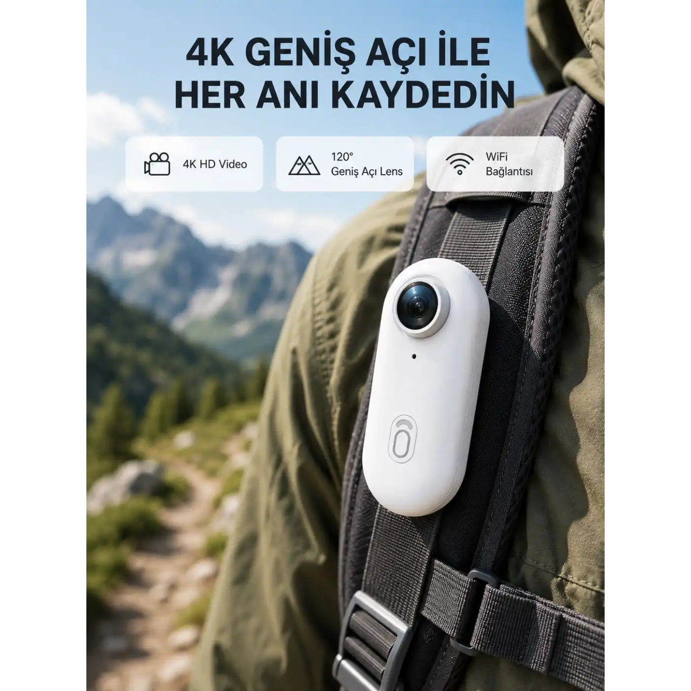 4K Full HD Spor Kamerası 360° Klips ve WiFi Özellikli