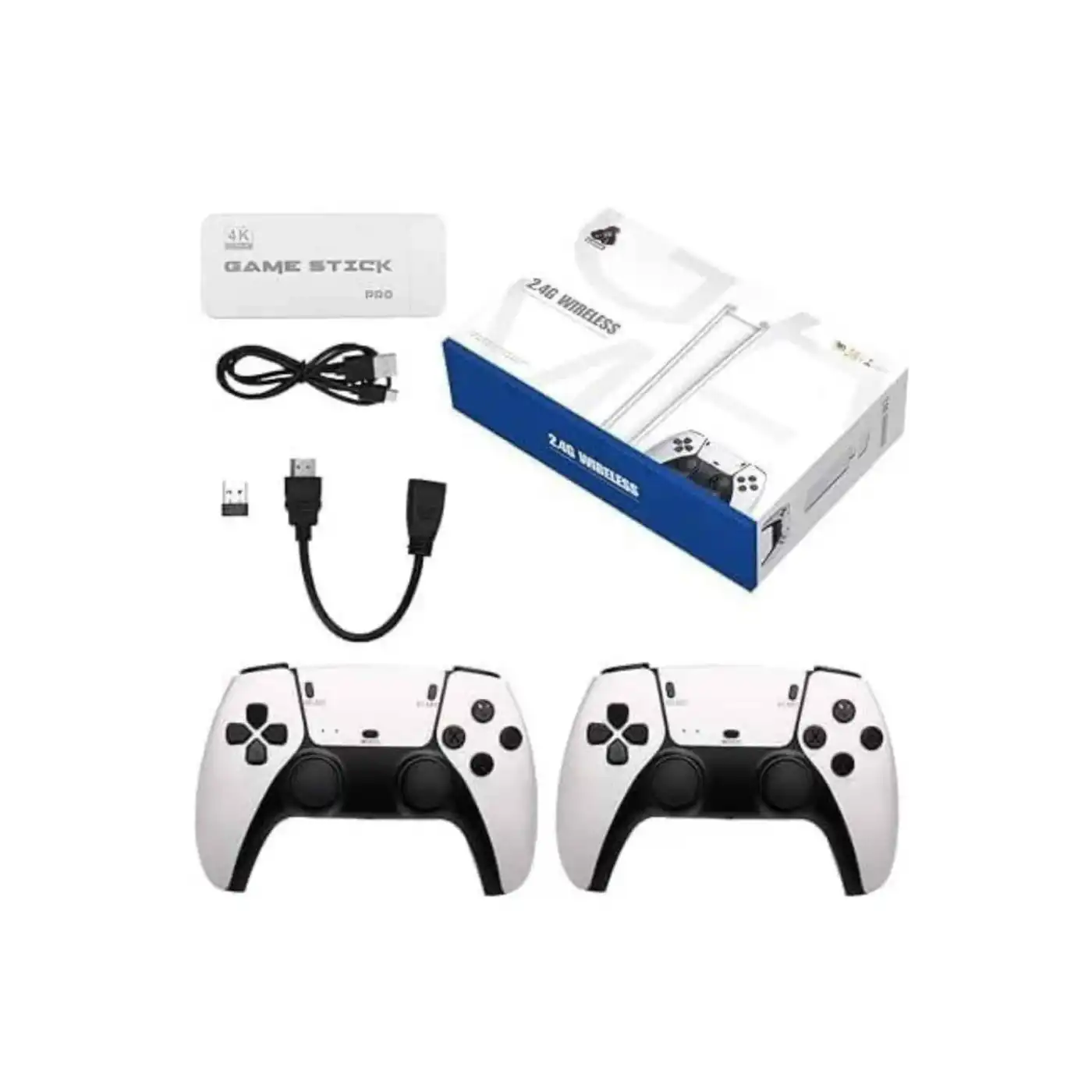 4K HD Görüntü Kaliteli Retro Game Stick 20000 Oyunlu Çift Kollu Beyaz Game Stick