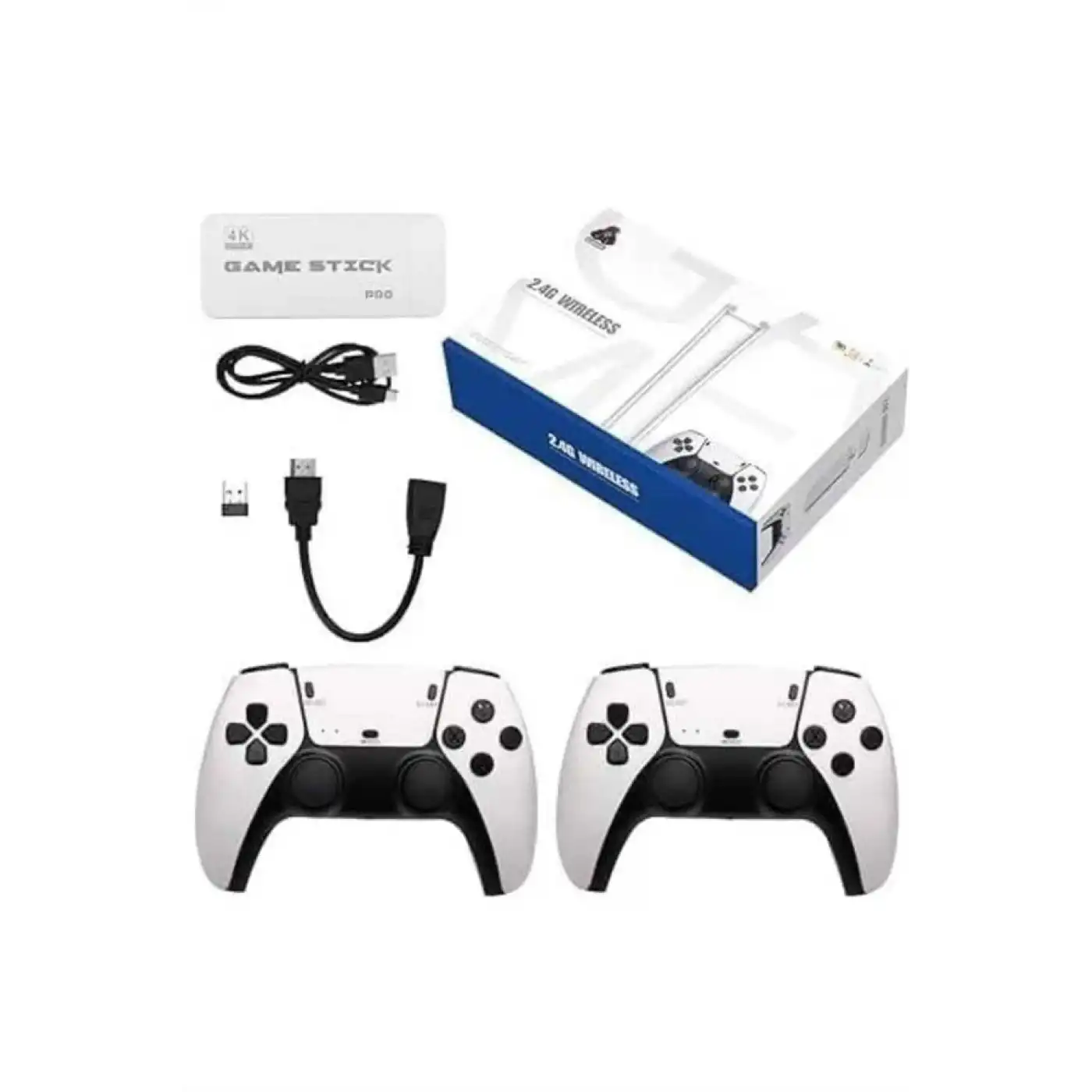 4K HD Görüntü Kaliteli Retro Game Stick 20000 Oyunlu Çift Kollu Beyaz Game Stick