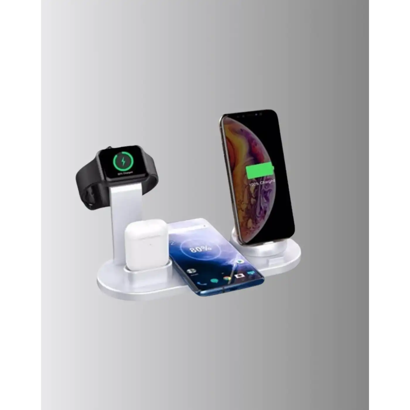 4’lü Kablosuz Şarj Standı iPhone Watch ve AirPods Çoklu Şarjlı