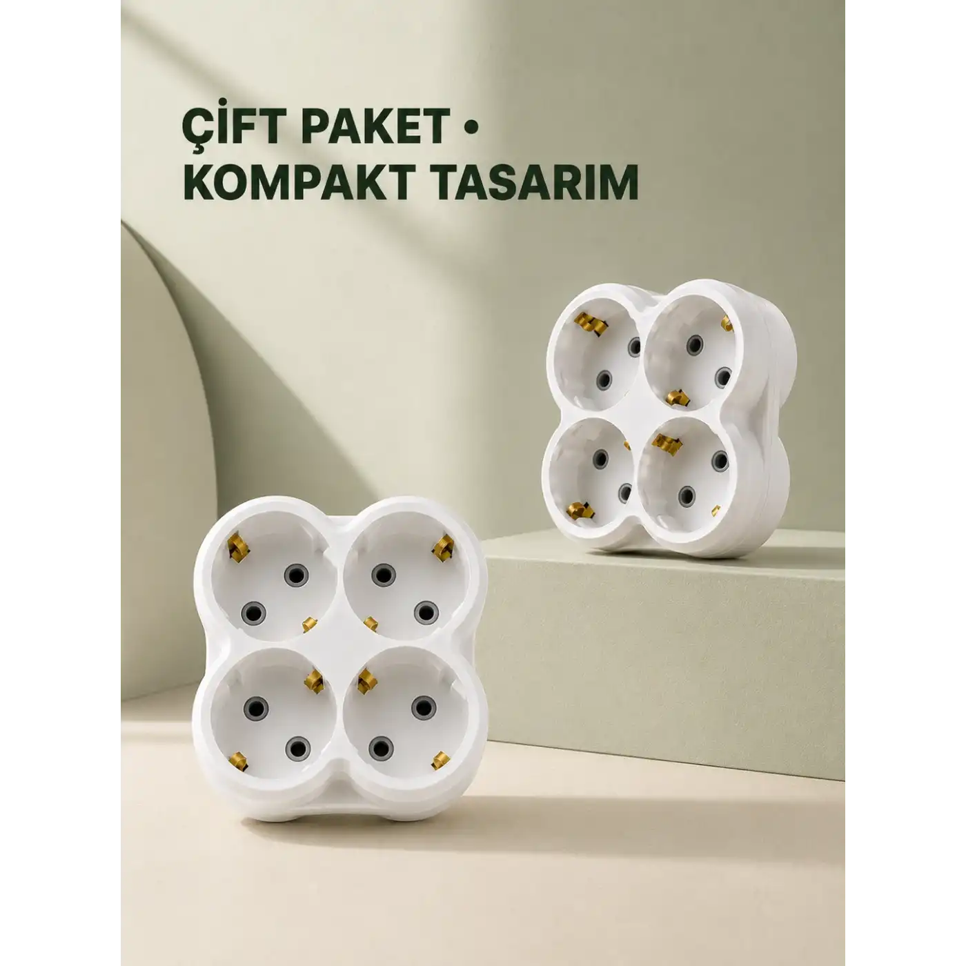 4’lü Priz Çoğaltıcı 2 Adet Set Kablosuz Duvar Tipi Priz Çoklayıcı Adaptör
