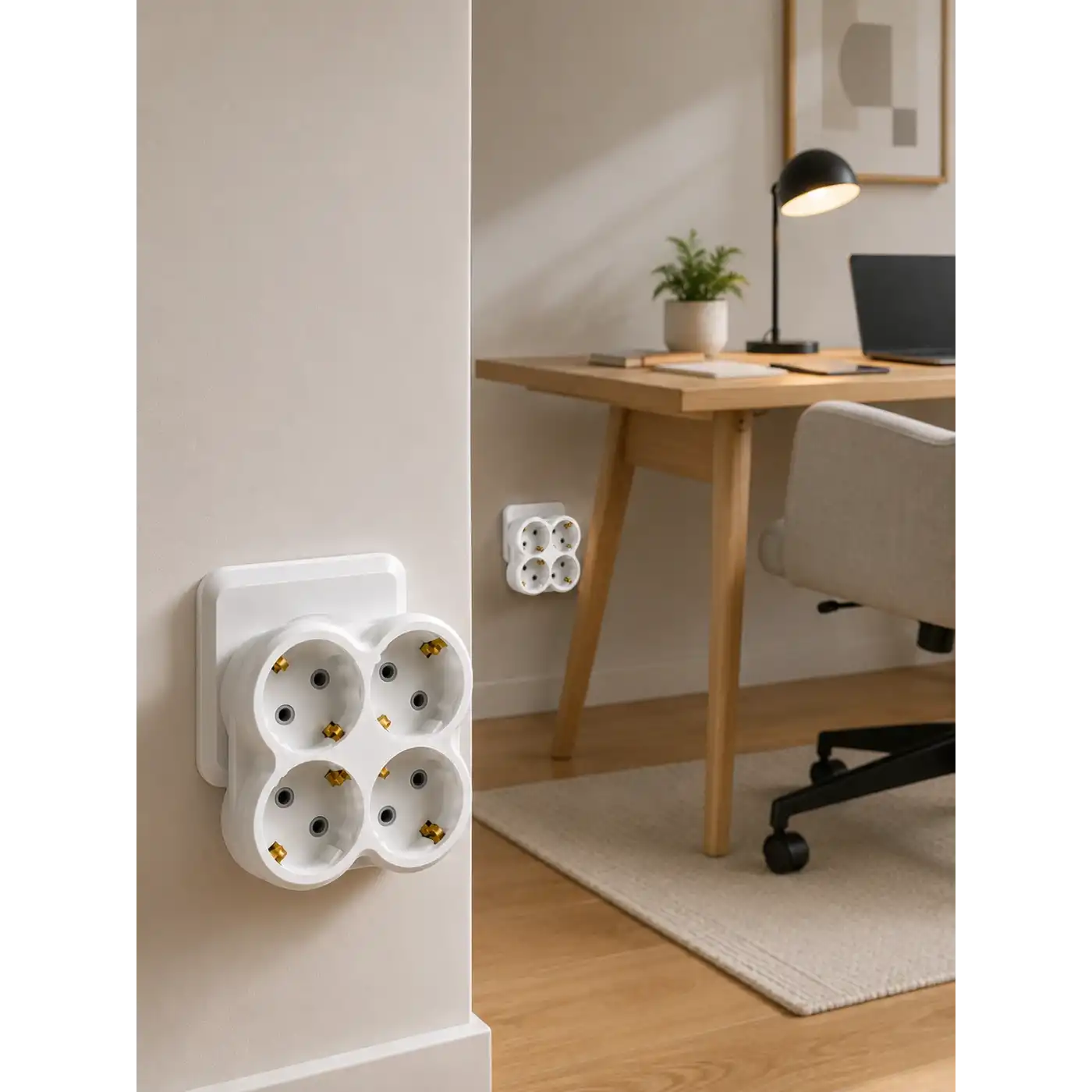 4’lü Priz Çoğaltıcı 2 Adet Set Kablosuz Duvar Tipi Priz Çoklayıcı Adaptör