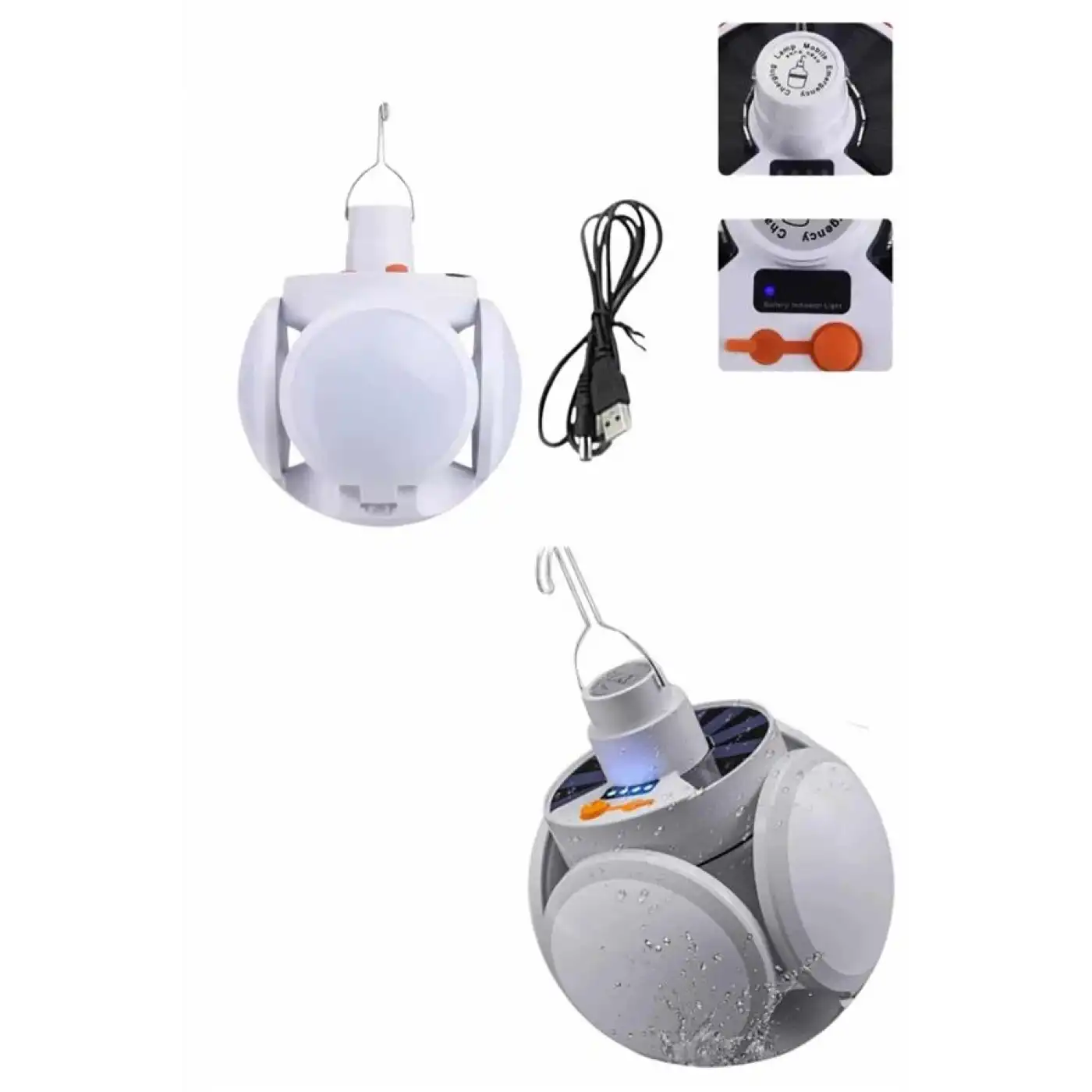 5 Kanatlı Bahçe Aydınlatma Led Askılı Solar Güneş Enerji Usb Sarjlı