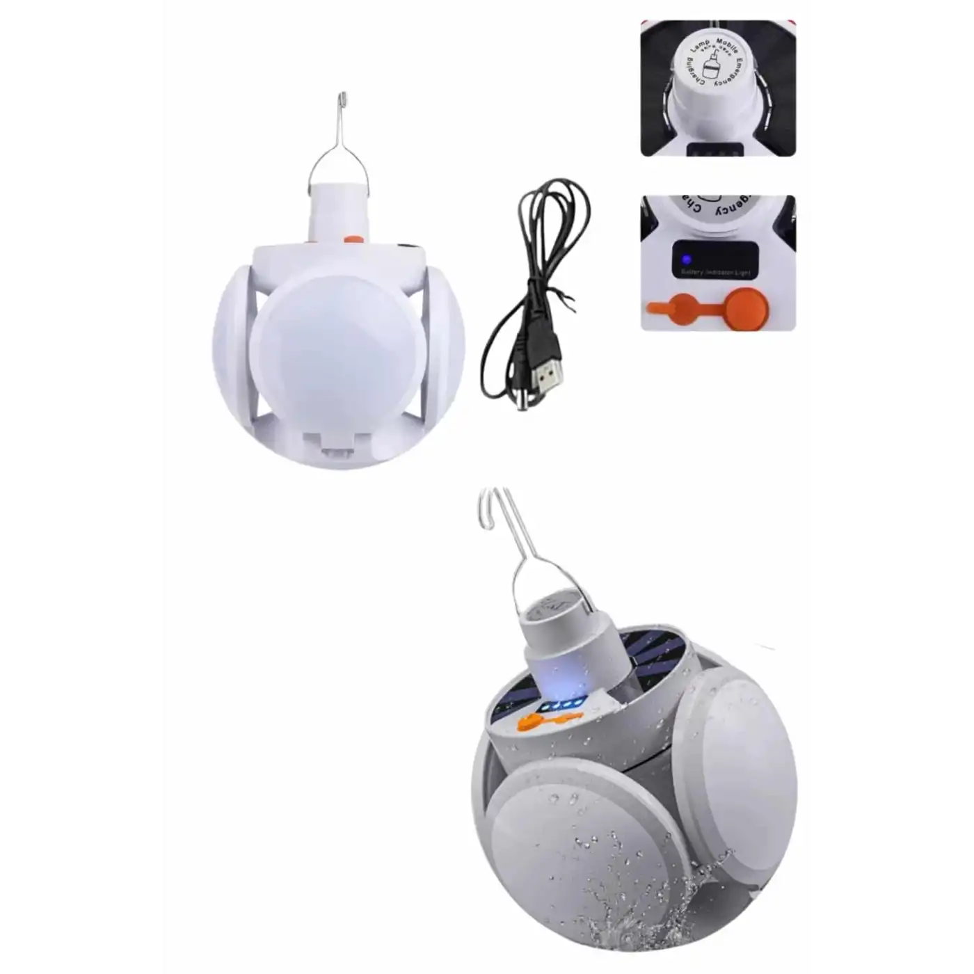 5 Kanatlı Bahçe Aydınlatma Led Askılı Solar Güneş Enerji Usb Sarjlı