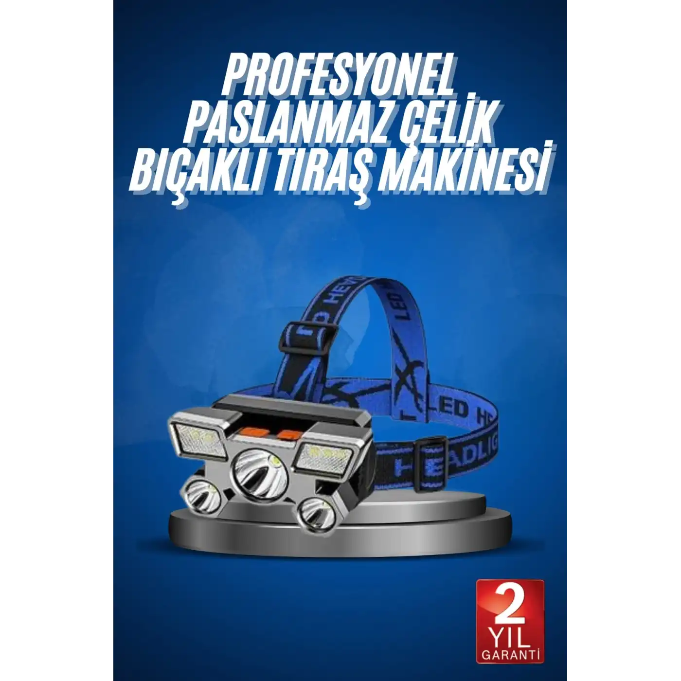 5 LED Far Şarj Edilebilir Güçlü Kafa Lambası Kamp Lambası 4 Modlu