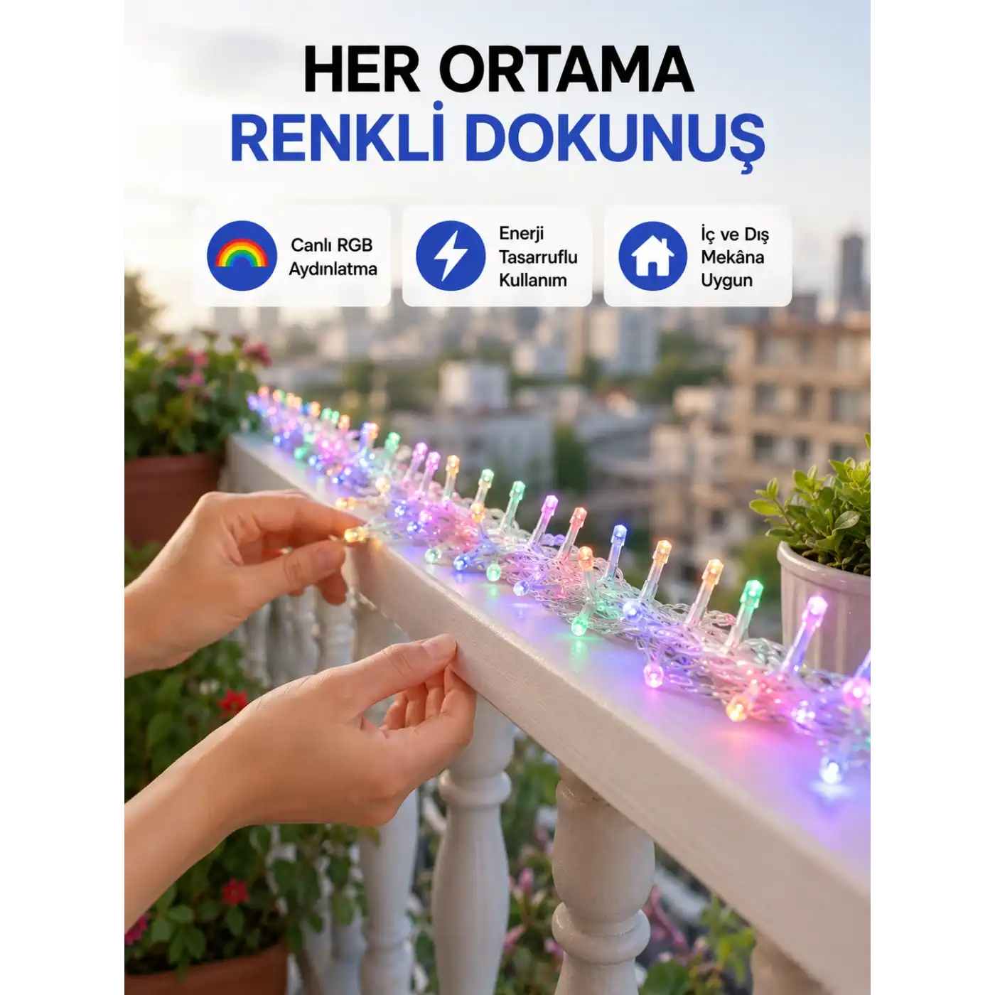 5 Metre Şeffaf Kablo LED Peri Işığı 50 Ampullü Dekoratif Led
