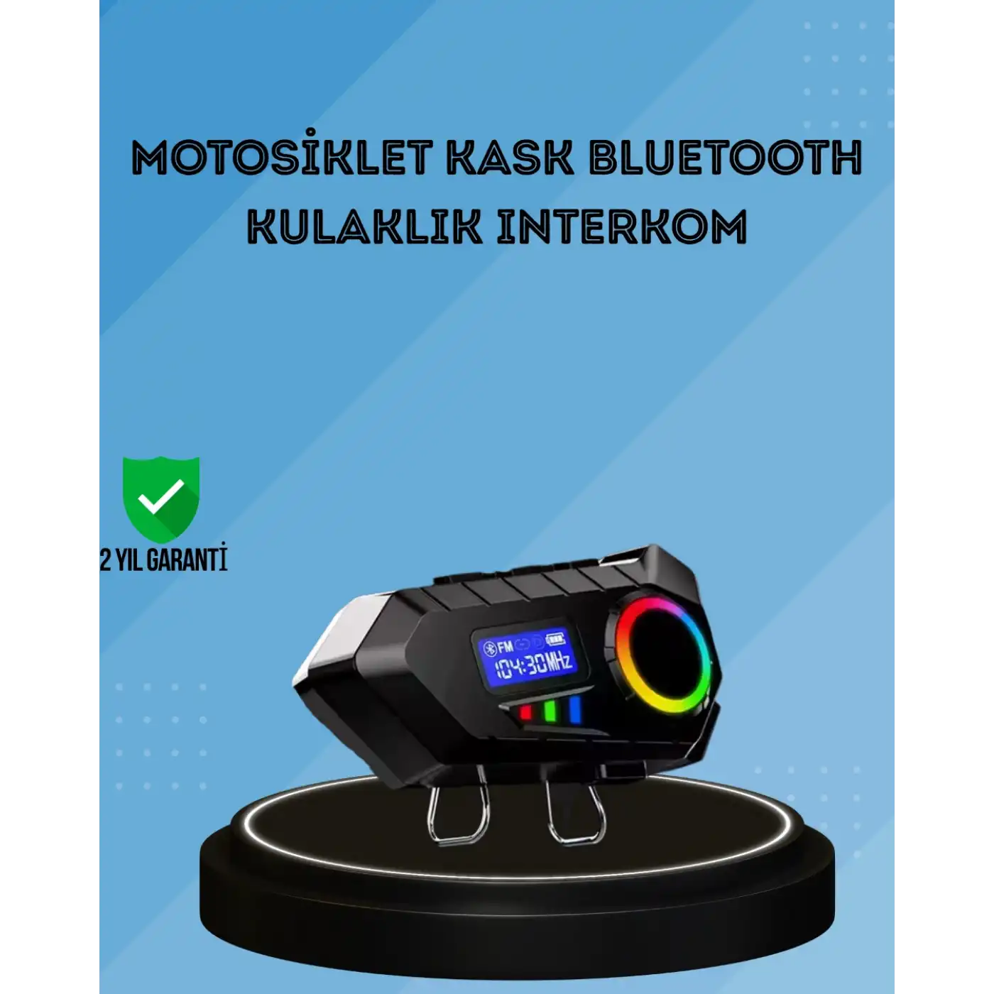 500mAh Bataryalı Bluetooth 5.4  İnterkom LED Ekranlı FM Destekli