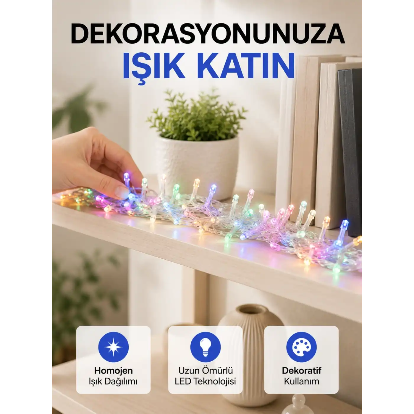 50’li LED Şeffaf Kablolu 5 m Aydınlatma Işık Süsleme Led