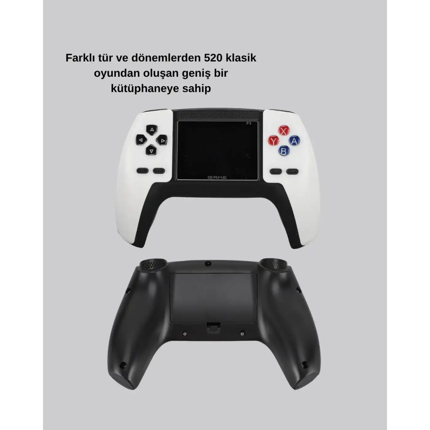 520 Klasik Oyunlu P5™ ControllerView Retro Konsol – Şarjlı,  Ergonomik Tasarım